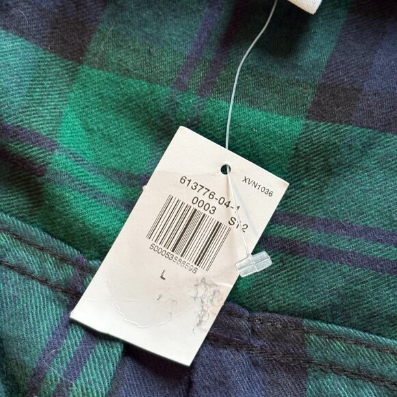 Old Navy Western Flannel Top Large Plaid Green Button Up Light Weight 18800 - Picture 9 of 11